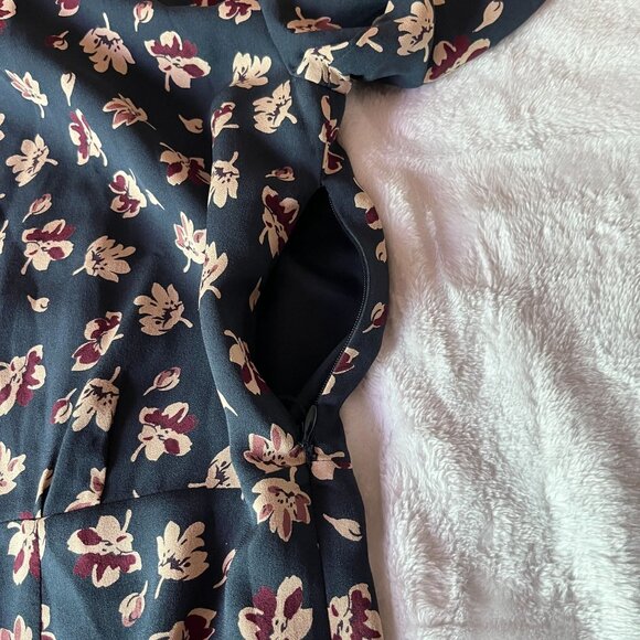 Sundance Womens Floral Print Silk Midi Dress Size 10 Black Red Short Sleeve Boho - Picture 8 of 13